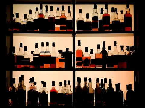 Various bottles of alcohol Stock Photos
