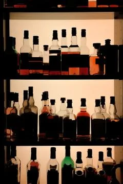 Various bottles of alcohol Stock Photos