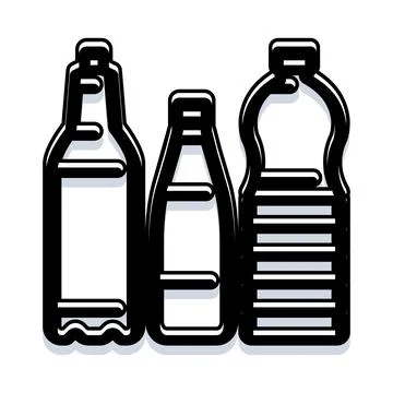 Various bottles and containers for recycling and waste Stock Illustration