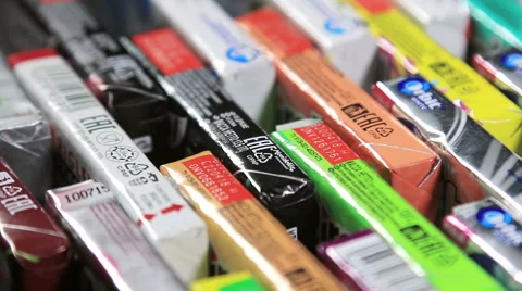 Various brand chewing or bubble gum Stock Footage 65764093