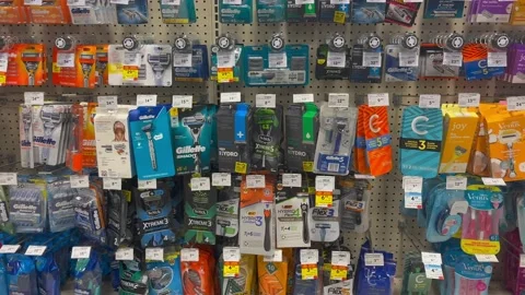 Various brands of razors and shavers Stock-Footage 169320554