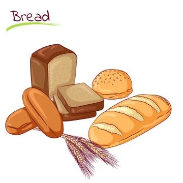 Various bread loafs Stock Illustration