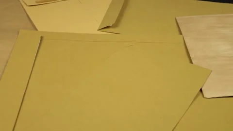 Various brown paper envelopes for letters and documents Stock Footage 321758004