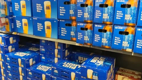 Various Budweiser Beverages Available for Purchase Stock Footage 152098202