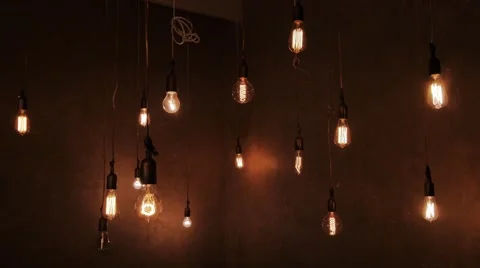 Various Bulbs In A Dark Room Video stock 50142050