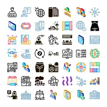 Various business and modern social issues icon collection Stock Illustration