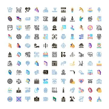 Various business and technology flat glyph icons set Stock Illustration