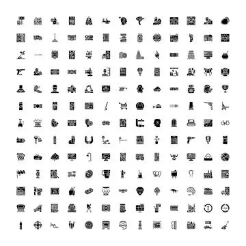 Various business and technology flat black icons set Stock Illustration