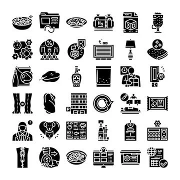 Various business and technology flat glyph icons set 스톡 일러스트
