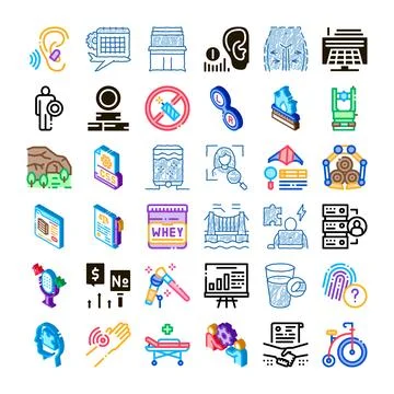 Various business communication digital technology health icons collection Stockillustratie