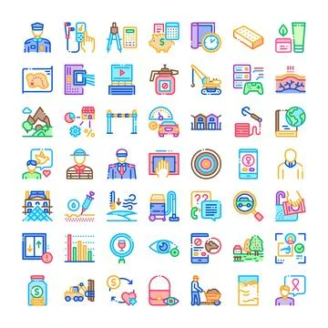 Various business service creative abstract line icons set Stock Illustration