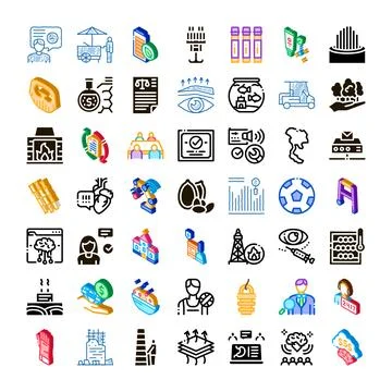 Various business technology finance travel lifestyle service icons Stock Illustration