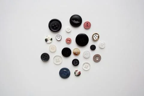 Various buttons circle composition on white background Stock Photos