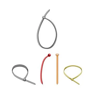 Various cable ties holding wires and securing objects Stock Illustration