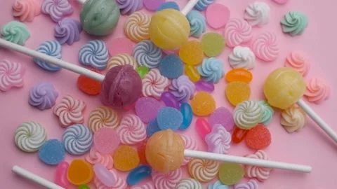 Various candy lollipops and sweets Stock Footage 235209103