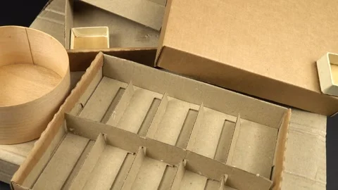 Various cardboard boxes for shipping parcels and packages Stock Footage 321758032