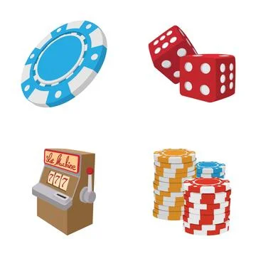 Various casino gambling elements representing luck and risk 库存插图