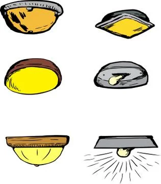 Various Ceiling Lamps Over White Stock Illustration