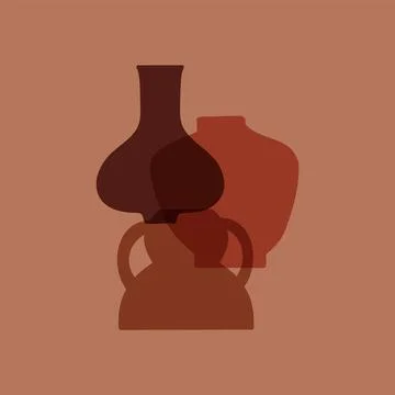 Various ceramic vases interior posters. Elegant modern card in boho style 스톡 일러스트