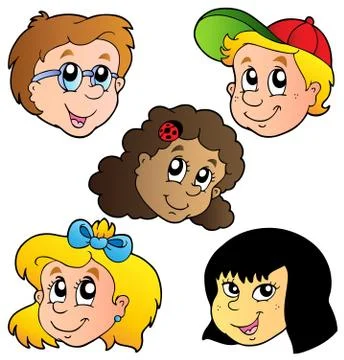 Various children faces collection Stock Illustration