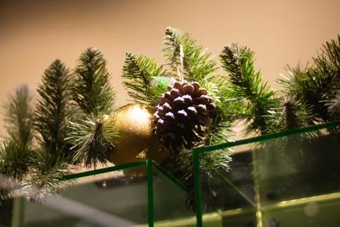 Various Christmas decorations on the tree, decorations Stock Photos