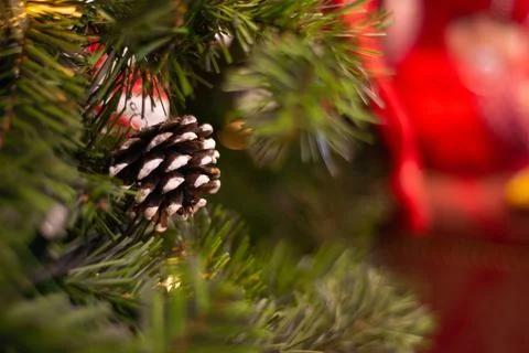 Various Christmas decorations on the tree, decorations Stock Photos