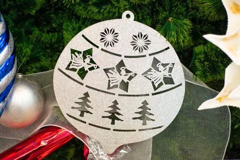 Various Christmas decorations on the tree, decorations Stock Photos