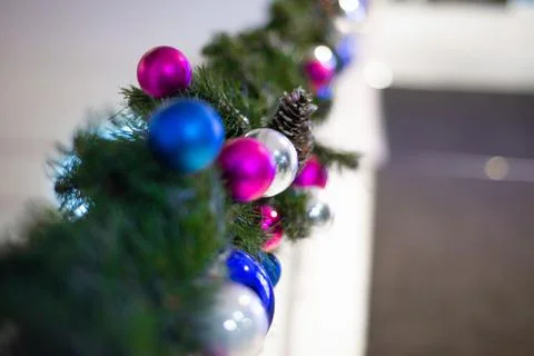 Various Christmas decorations on the tree, decorations Stock Photos