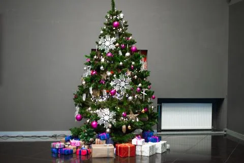 Various Christmas decorations on the tree, decorations Stock Photos