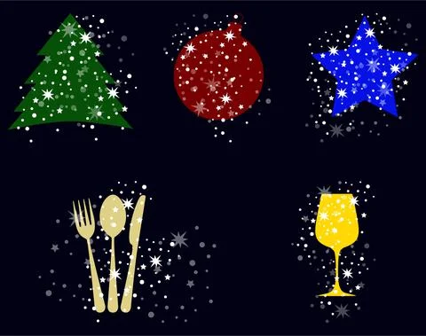 Various Christmas Elements Set Stock Illustration