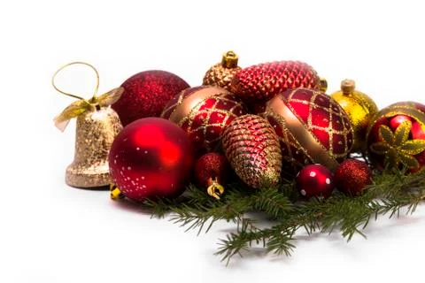 Various christmas tree baubles Stock Photos