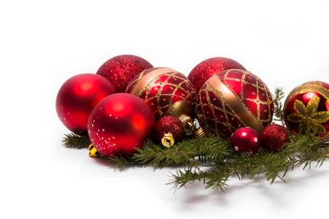 Various christmas tree baubles Stock Photos