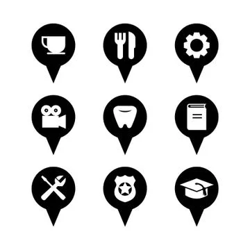 Various Circle Map Pins 스톡 일러스트