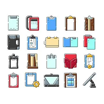 Various clipboards collecting documents and paper for organization Stock Illustration