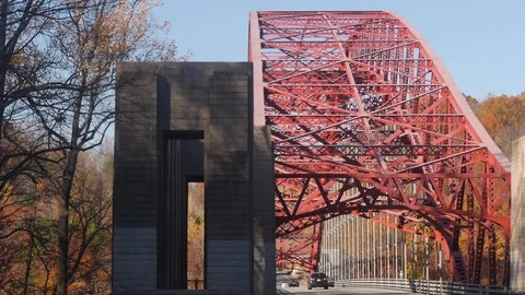 Various Clips of Red Bridge Stock Footage 129848981