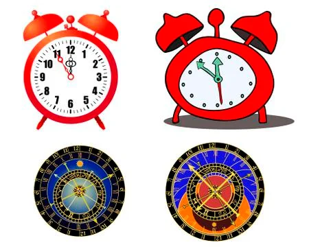Various clock and astronomical clock - vector Stock Illustration