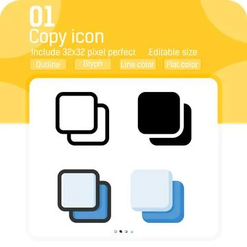 Various clone icon with outline style isolated on white background Illustrazione stock