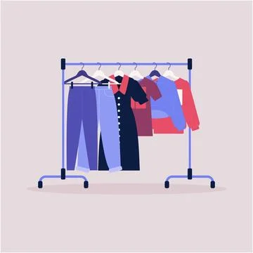 Various clothes on hangers Stock Illustration