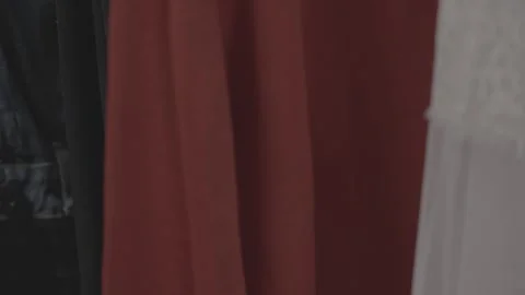 Various clothes hanging in the dressing room 46 스톡 동영상 336690816