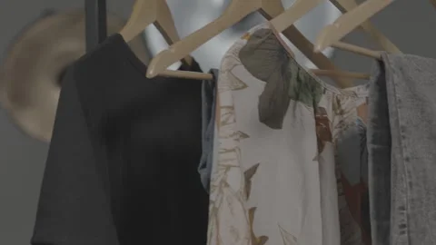 Various clothes hanging in the dressing room 6 Vidéo 336691295