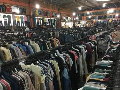 Various clothing second hand Stock Photos