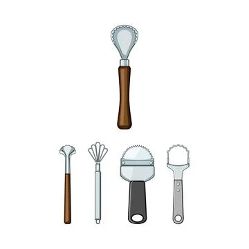 Various coconut scraper tool designs for kitchen Stock Illustration