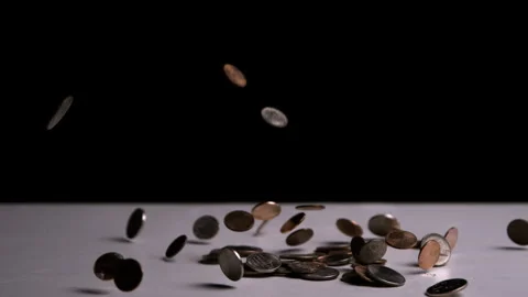Various Coins Falling in Super Slow Motion Stock Footage 270408088