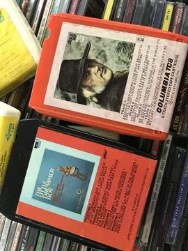 Various Collection of Assorted Vintage 8-track Tapes Stock Photos