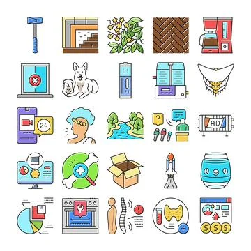 Various collection of modern linear vector icons Stock Illustration