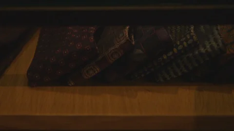 Various Collection Of Ties Neatly Presented In Glass Case Stock Footage 118095894