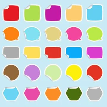 Various color and Shape of blank sticker collection Stock Illustration
