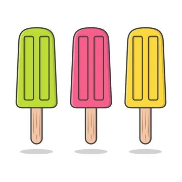 Various Color Ice Lolly Vector Icon Illustration. Popsicle Ice Cream Flat Ico Stock Illustration