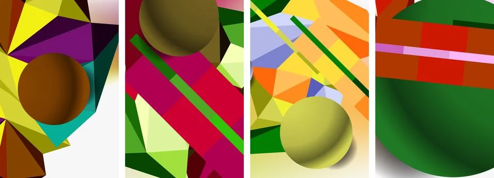 Various colored balls in a symmetrical pattern create a visual art display Stock Illustration
