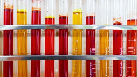 Various colored blood test tubes. Stock Footage 137828206